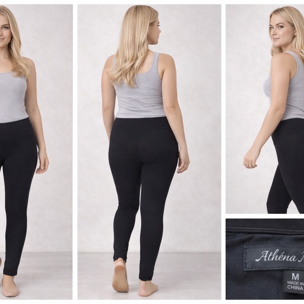 Athéna Black High-Rise Ponte Leggings — Smooth Everyday Stretch